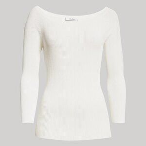 NWT Women's MAX MARA Saturno Ballet Neck Rib Sweater | Size S‎